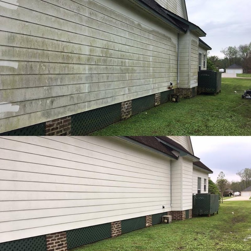 Roof cleaning results showing removal of dark streaks and algae